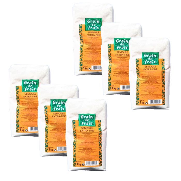 Lot 6x Semoule extra fine - Grain de Frais - paquet 1kg
