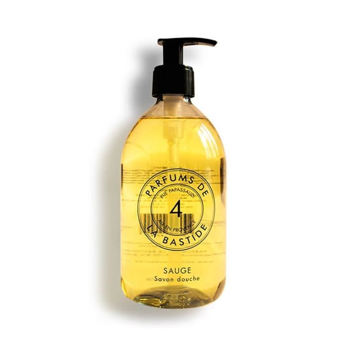 PARFUMS DE LA BASTIDE Sauge Savon douche liquide naturel enrichi à l’huile d’olive 98% d'ingrédients d'origine naturelle 500 ml