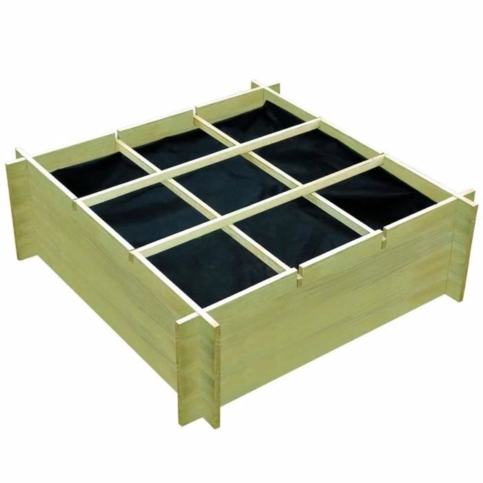 Jardinière - Bac A Fleur pour légumes Bois de pin Jardinière pour légumes Bois de pin imprégné 120x120x40 cm♕1443