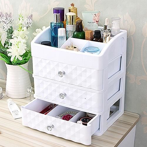 Tiroir en plastique maquillage organisateur cosmétique beauté boîte ongles bureau mallette de rangement brosse rouge - Type White L