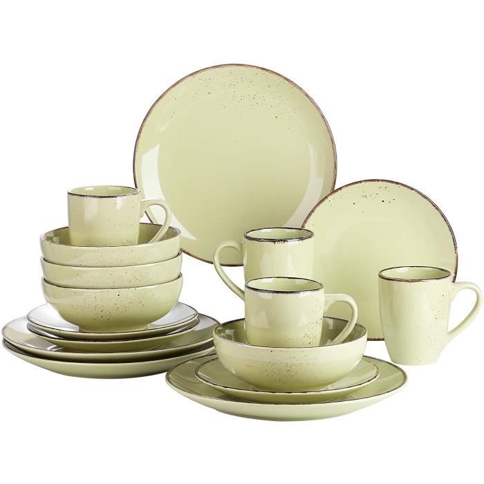 vancasso, Série Navia, Service de Table en Céramique, 16 Pièces, Assiette Faïence Style Moderne