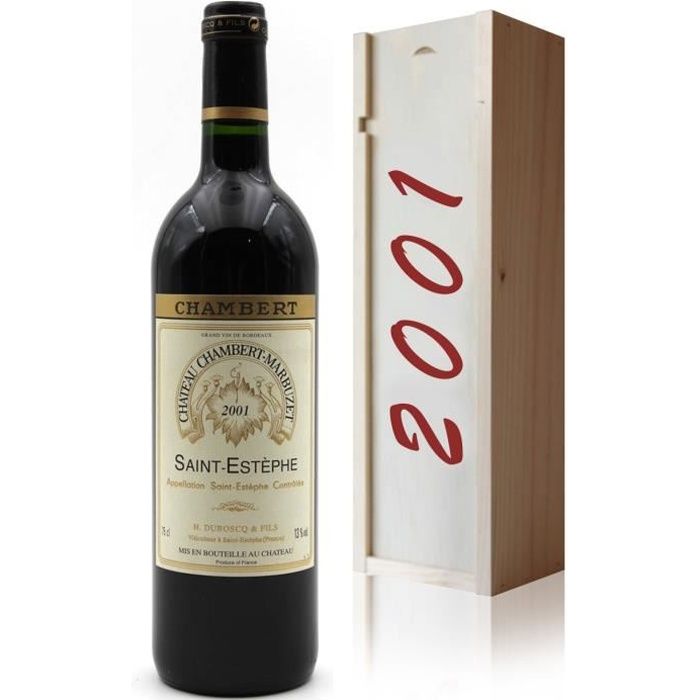 Coffret Château Chambert-Marbuzet 2001 Vin Rouge 75cl AOC Saint-Estephe