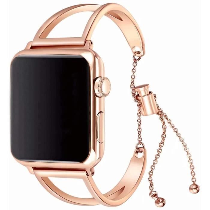 42mm-44mm pink Bracelet Pour Apple Watch iWatch SE Série 6 5 4 3 2 1,Femme Sangle Bande Montre Bracelets en Acier Inoxydable