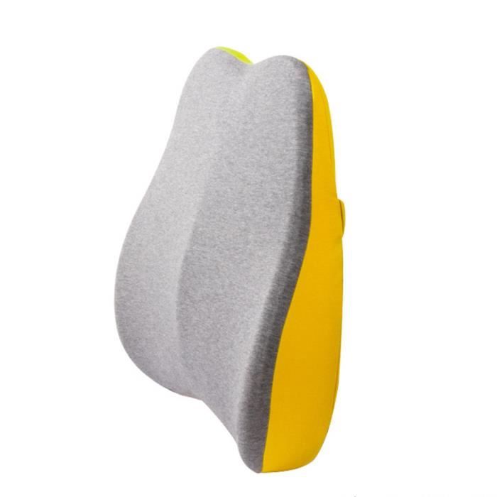 Coussin Lombaire Ergonomique Pour Chaise Bureau Voiture Soutien Mousse à Mémoires-jaune