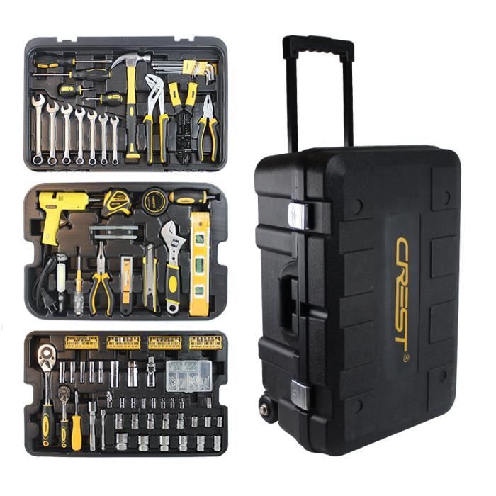 Malette à Outils, Valise à Outils 255 pièces Valise de Bricolage avec Poignée Télescopique Kit Complet Idée Cadeau Homme