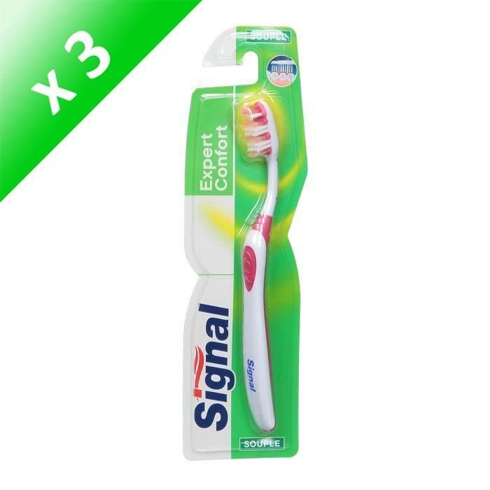 SIGNAL Lot de 3 brosses à dents Expert Confort - Souple - Adulte