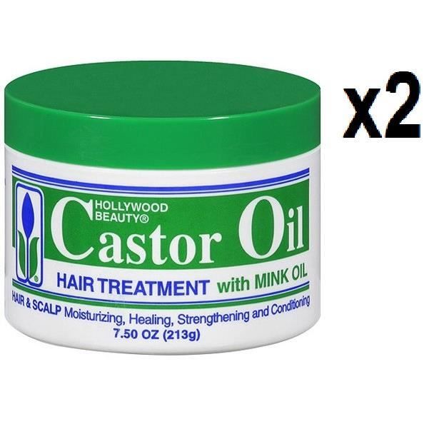HOLLYWOOD BEAUTY Lot de 2 Castor Oil Hair Treatment 213 g,soin capillaire