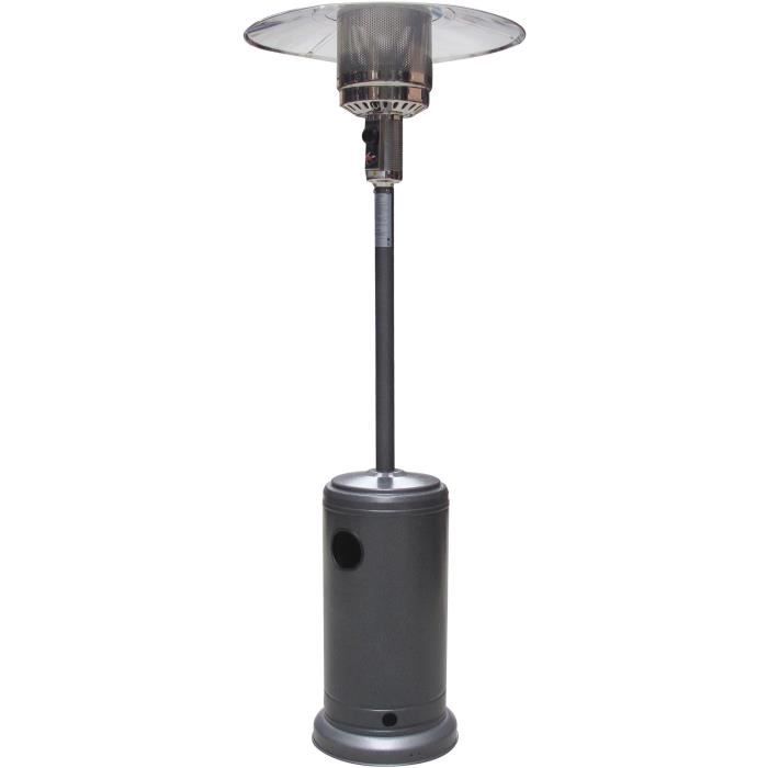 JARDIN PRATIC Parasol chauffant au gaz - Rayonnement : 3,6m - H 2,3m - Gris anthracite