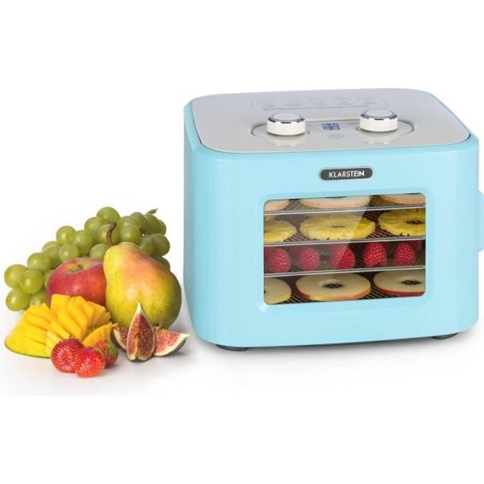 Klarstein Tutti Frutti Déshydrateur alimentaire 400W , température 35-80°C , 8 L , circulation 3D , 55 dB , affichage LED , bleu