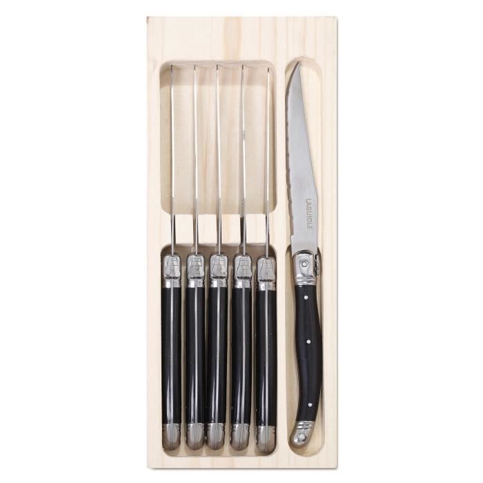 Laguiole - Ensemble de 6 couteaux de table Noir en métal