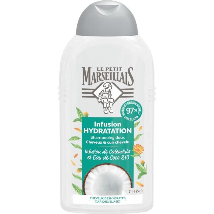 Le Petit Marseillais Shampooing Infusion Hydratation Calendula et Eau de Coco Bio 250ml