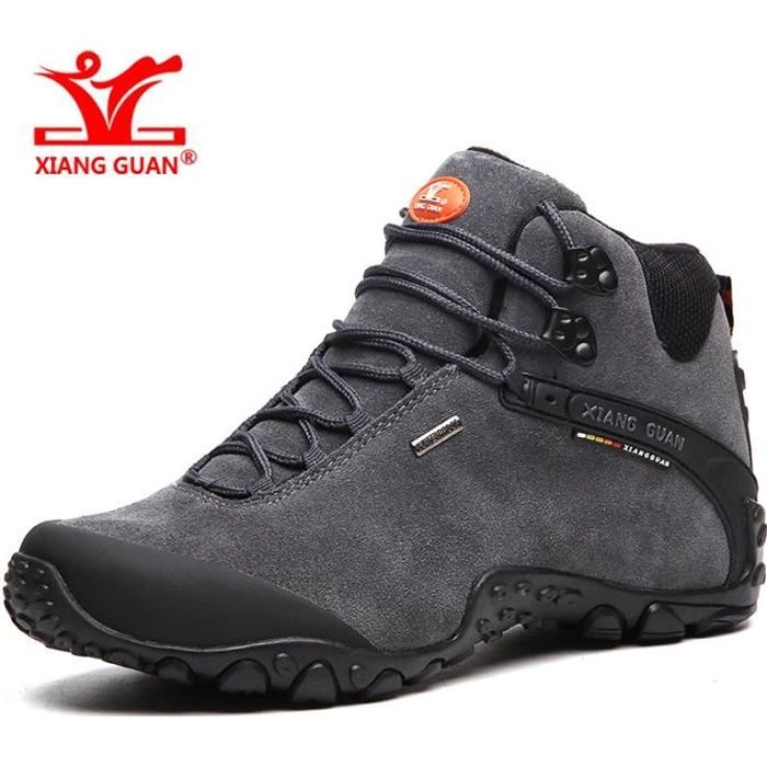 XIANG GUAN Field Chaussures de Marche Homme Etanche Randonnée Suede Durable - Pointure:39-48 - Gris
