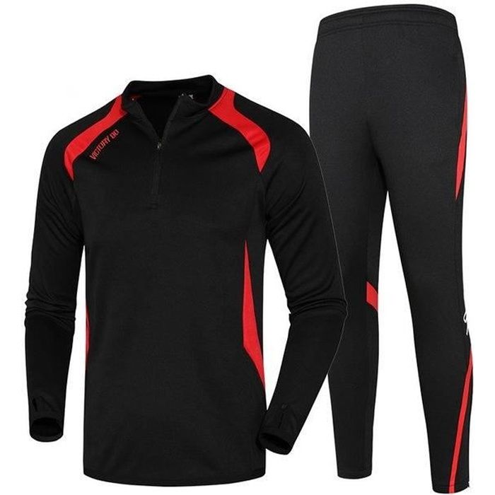 Zencart Hommes Sport Courir Survetement Football Ensemble Longue Veste Costume Formation De Football Maigre Jambe Pantalon Survêtem