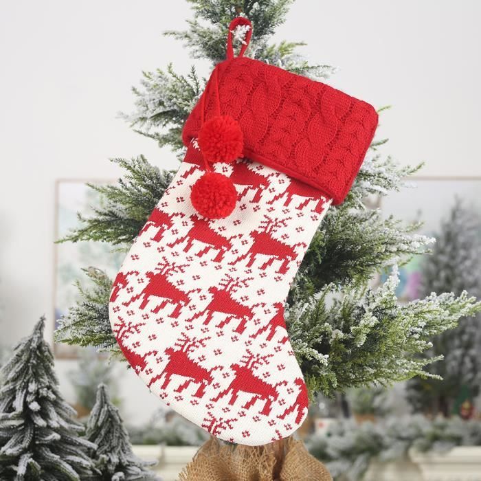 OHP Sac de bonbons pour enfants tricoté en laine cadeau de Noël décoration cheminée Sac de Noël Tissu R