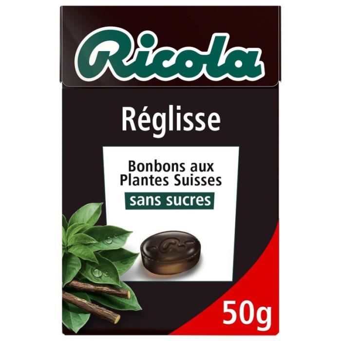 RICOLA - Réglisse Stevia Sans Sucres 50G - Lot De 4