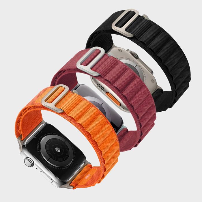 Lot de 3 Bracelet en nylon Boucle Alpine Noir/Orange/Bordeau pour Apple Watch Serie 9 8 7 6 5 4 3 2 1 SE 42/44/45/49mm -