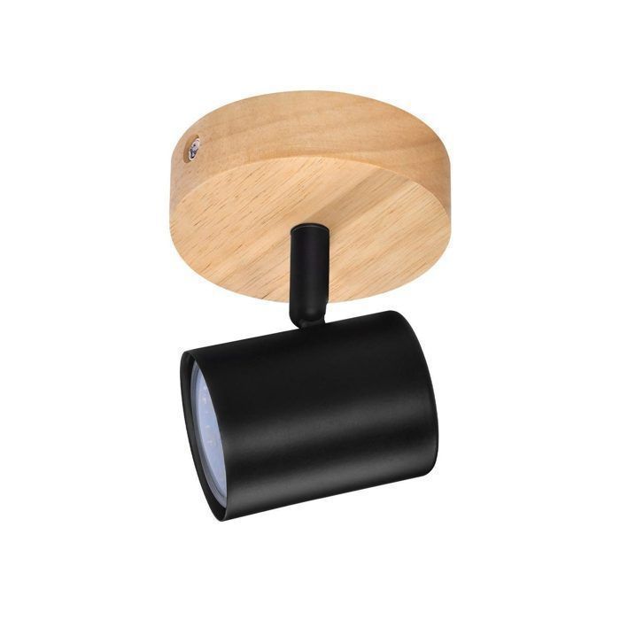 Plafonnier de Style Scandinave NETTLIFE - Orientables Noir Base en bois Compatible GU10 LED Pour Couloir Salon Chambre Cuisine