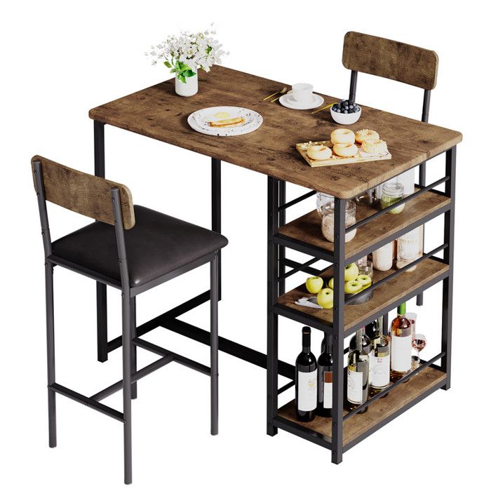Table de bar étroite tabourets de bar table de bar avec 2 tabourets couleur rétro