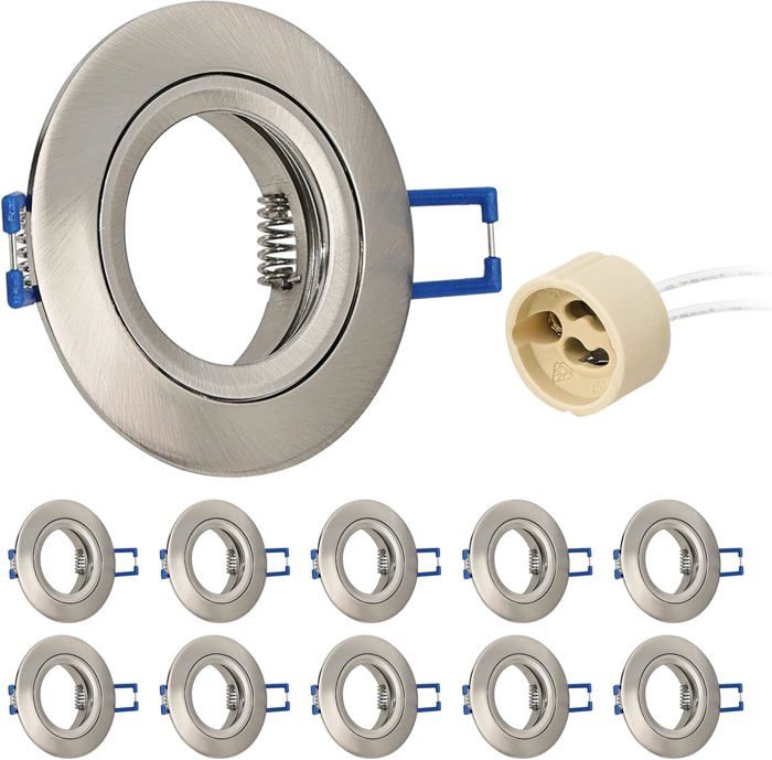 Spot Encastrable BBC Orientable diametre 100mm avec douille et ampoule GU10 7W Blanc Chaud | Leroy Merlin