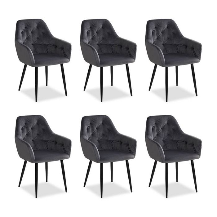 Chaise Salle à Manger Lot de 6 Velours Gris Design