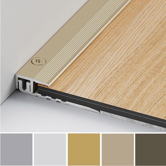 PROVISTON drempel | Geanodiseerd aluminium | Brons donker | Breedte 33 mm | Hoogte 7-15 mm | Lengte 1000 mm | Geboord | Afdekprofiel | Overgangsprofiel | 1 stuk