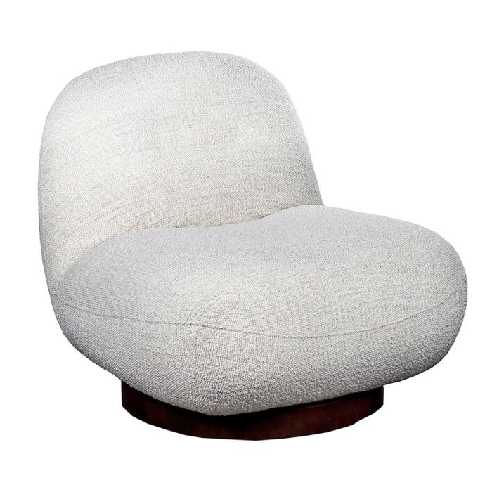 Fauteuil rotatif 360° en tissu bouclette écru pied noyer – CORALINE Meubletmoi Fauteuil rotatif 360° en tissu bouclette écru pied noyer – CORALINE Meubletmoi