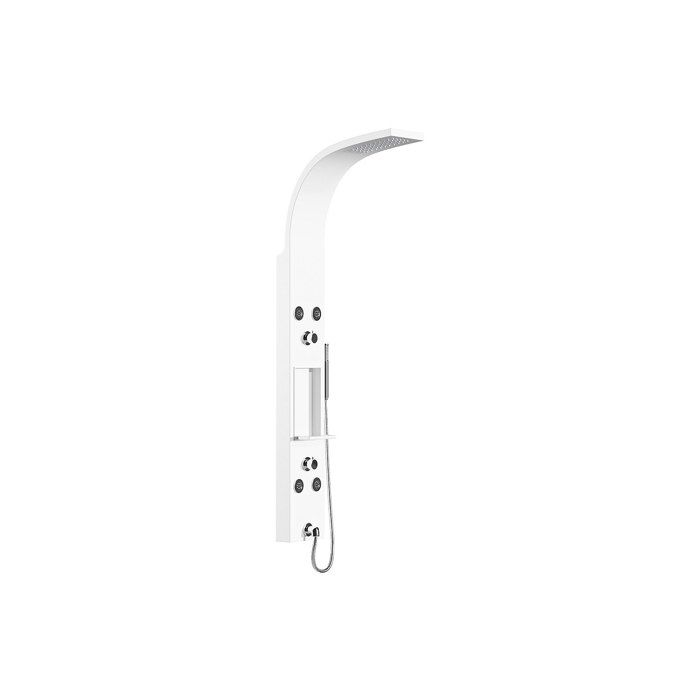 Colonne de douche hydromassante avec étagère - Blanc mat - 20 x 140 cm - ROANA