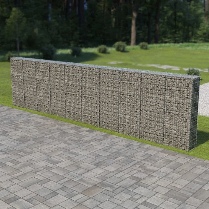 vidaXL Mur à gabion avec couvercles Acier 600x30x150 cm
