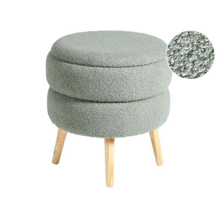 Tabouret de rangement OKATON Bouclé Vert Tabouret de rangement OKATON Bouclé Vert