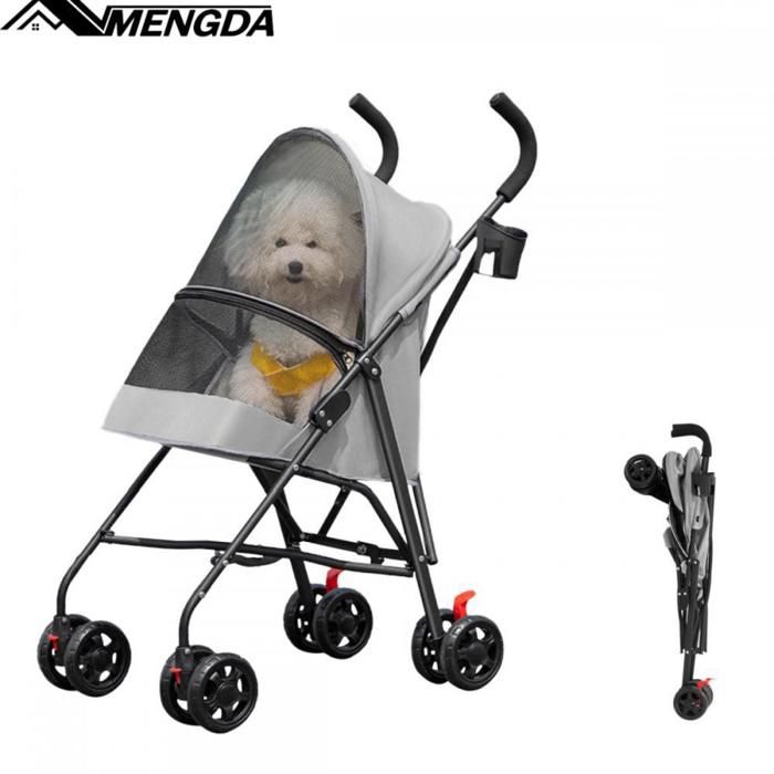 Comparer les prix de Poussette pour animaux de compagnie-MENGDA-Pliable-Avce Porte-Compact et léger-Conception en maille-Gris
