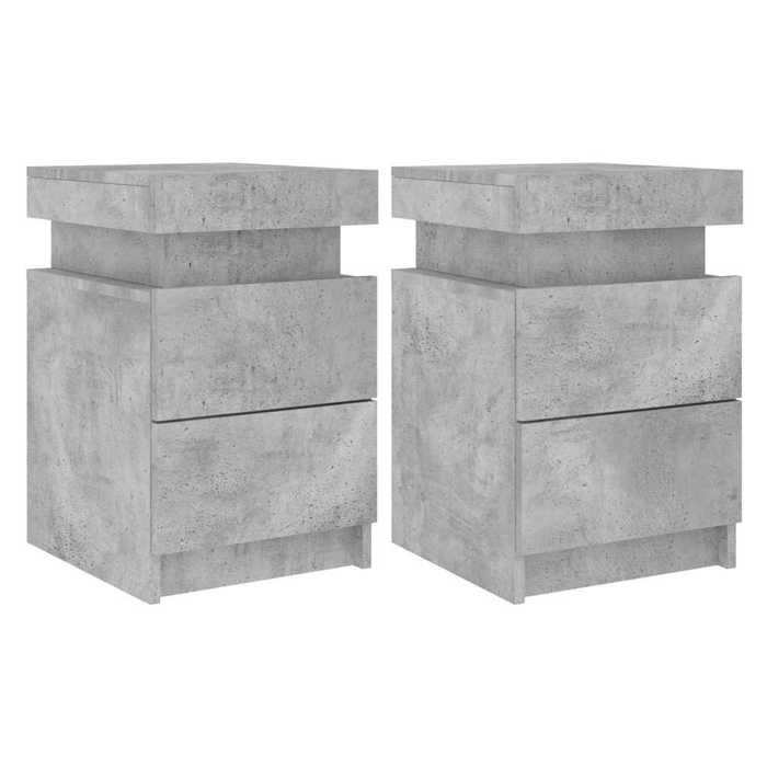 SOLDES dAutomneTables de chevet avec lumières LED 2 pcsMeuble De Chambre - Commode gris béton 35x39x55 cm - HOMEFR7852