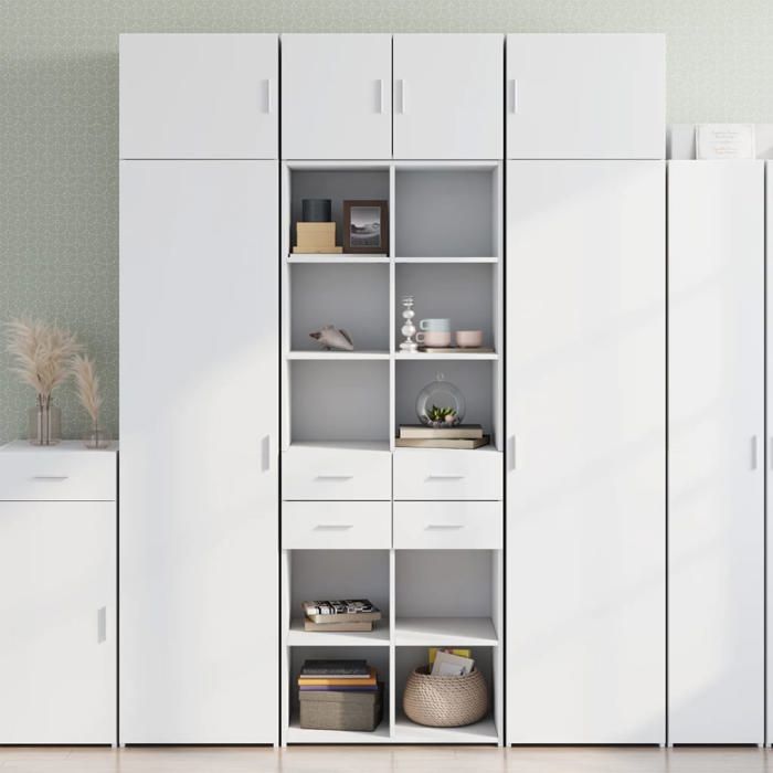 CLARENCE® Grande Armoire Haute de Rangement blanc 70x425x225 cm bois dingénierie LL054
