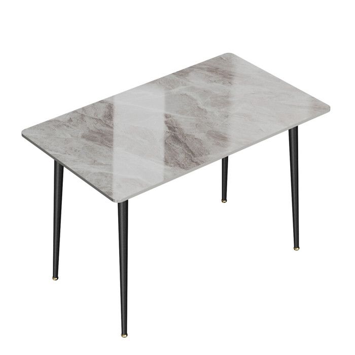 Table de Salle à Manger Marbre Gris en Pierre Frittée - Grande Tables de Cuisine 6 Personnes Rectangulaire 120x70cm