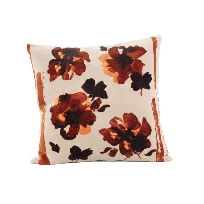 Coussin floral en velours Naturel 45x45 cm Coussin floral en velours Naturel 45x45 cm