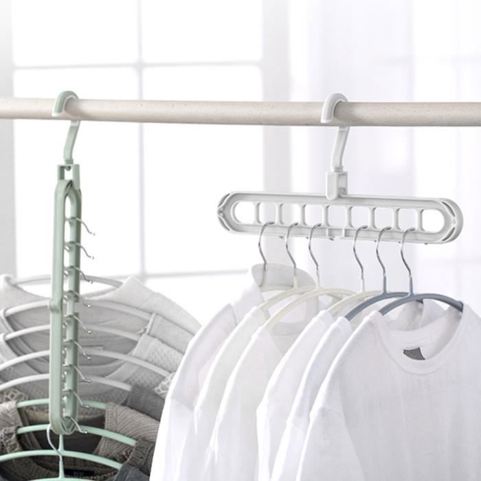 Organisateur de cintre - - Modèle multifonctionnel - 9 trous - vert Label