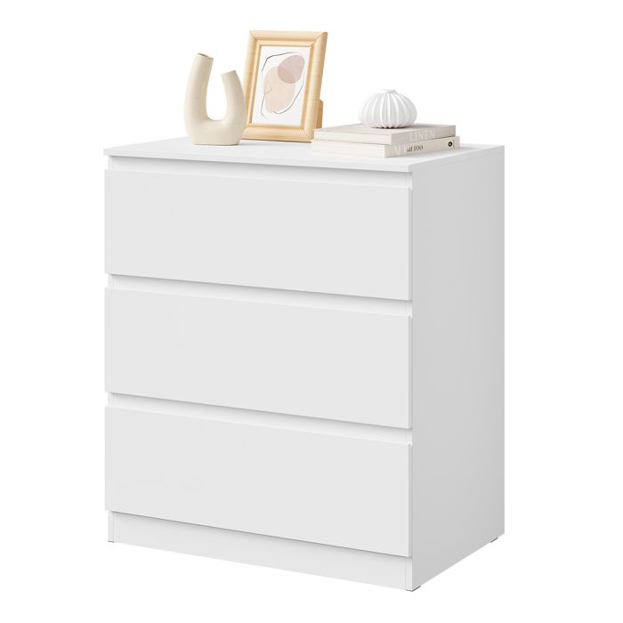 Commode WOLTU - 3 Tiroirs Rangement - Chiffonnier Blanc - en Bois d’Ingénierie - 60x40x70cm