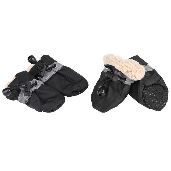 Chaussures antidérapantes pour chien bottes et chaussettes en coton doux rembourrées noires #3 4 pièces/ensemble -SALALIS