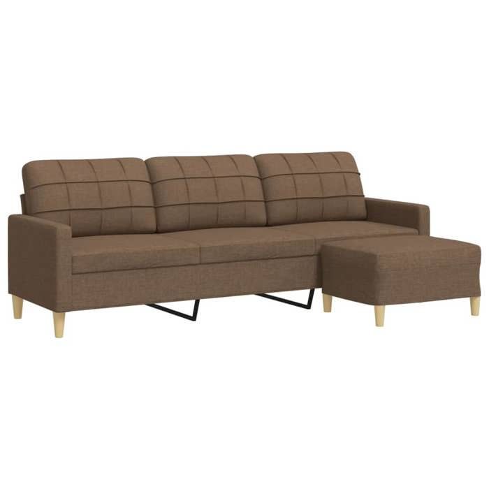 Tissu Sofa Fixe - LEMON - Canapé TRIPLE - Pour 3 personnes - avec repose-pieds - Marron 210 cm SS372