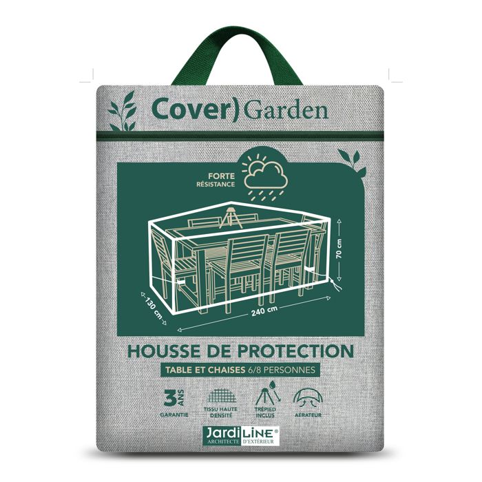 Housse de protection table de jardin rectangulaire et chaises Gris 240x130x70 cm Housse de protection table de jardin rectangulaire et chaises Gris 240x130x70 cm