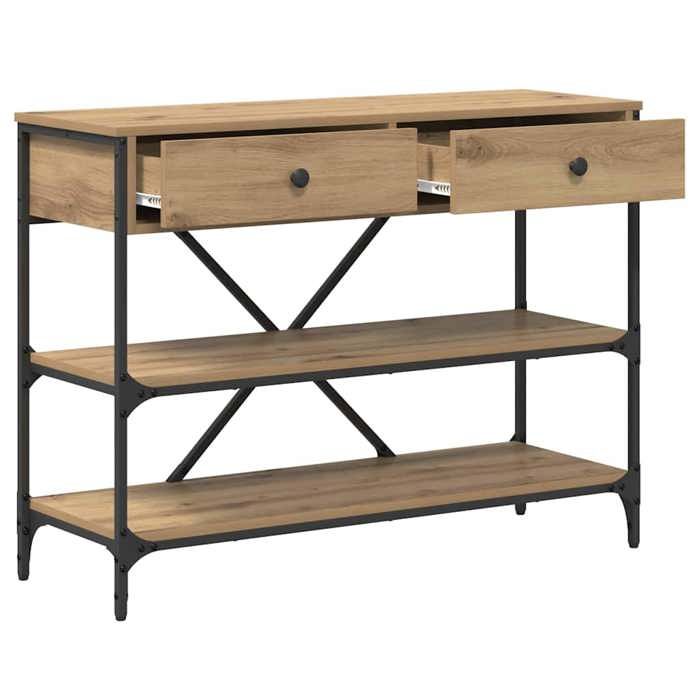 [1 pc]Console de Rangement - Beige - Table console/armoire latérale - avec tiroir Marron 100x34 5x75cm boi8748