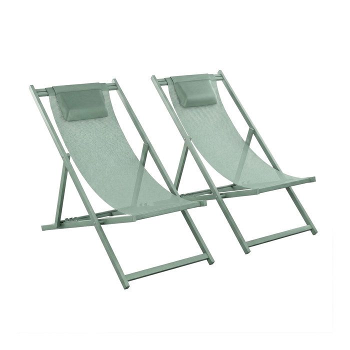 Salon de jardin Frankystar Mezzaluna 2 fauteuils inclinables sauge