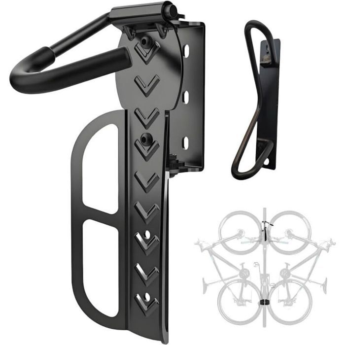 Support mural réglable pour vélos étagère rangement verticale pivotante acier carbone pour intérieur et garage