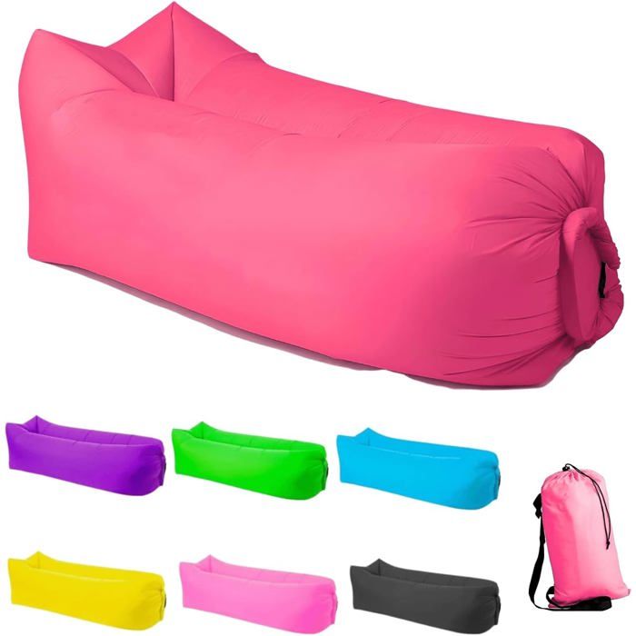 Chaise longue gonflable - PZCC - 200×70 cm (190T) - Polyester 190T - Étanche anti-fuite - Gonflage sans pompe