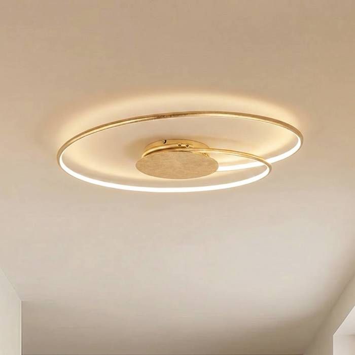 LED Plafonnier Joline (Moderne) en Doré Métal e. a. pour Salon & Salle à manger (1 lampeà) Eclairage Lampe Luminaire Plafond