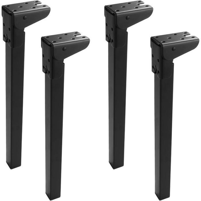 Lot de 4 Pieds Pliants 35 cm – Pivot 90° Noir pour Table Lit ou Canapé