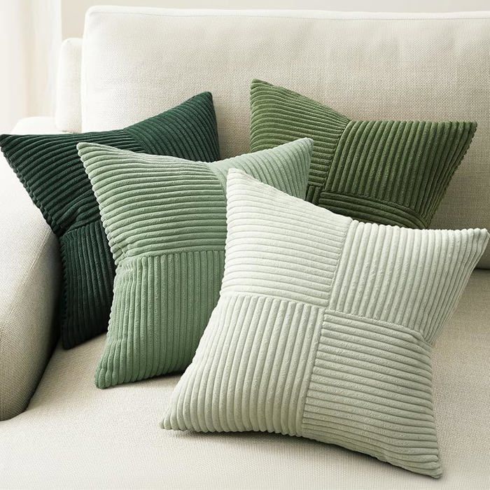 Housse Coussin 45x45 Vert Clair Dégradé Moulin à Vent Decoration Canape Salon Maison Vert Clair Série 45 x 45 cm (Lot de 4)
