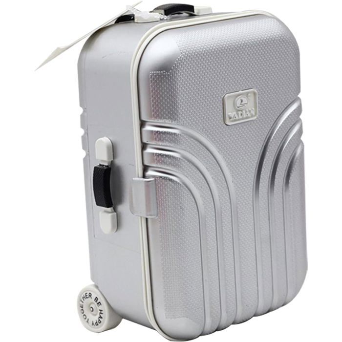 Mini Petit Trolley Tirelire，Adorable Trolley Organisateur de Bagages，Simulation de Valise Tirelire，Valises de Voyage（Argent）