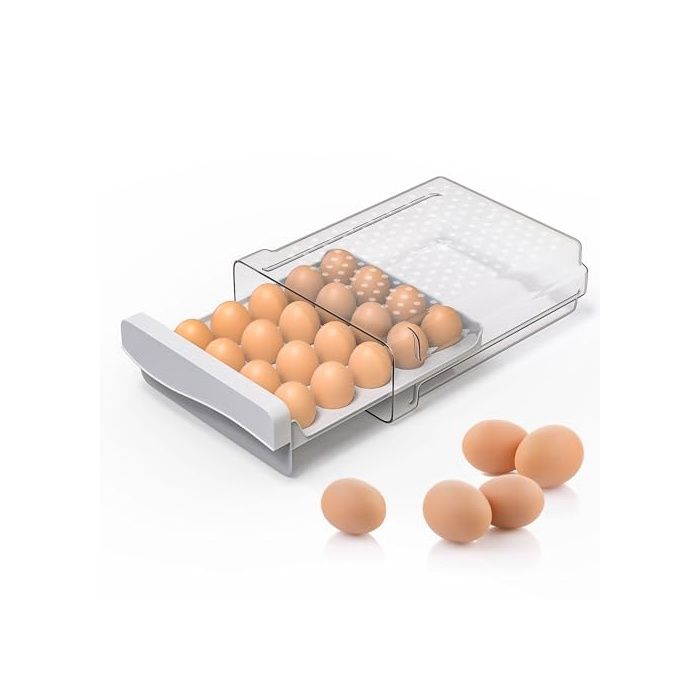 Boîte à œufs en  20 Œufs Boite a Oeuf Frigo Boîte de Rangement Dœufs à Tiroir Trparent Empilable 20 Œufs ORGANISATEUR DE TIROIR