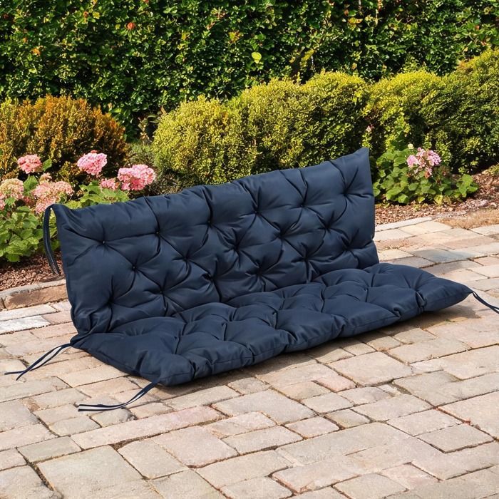 Coussin dassise et dossier capitonné Chesterfield pour banc balancelle ou canapé de jardin 3 places 150 x 98 x 8 cm polyester
