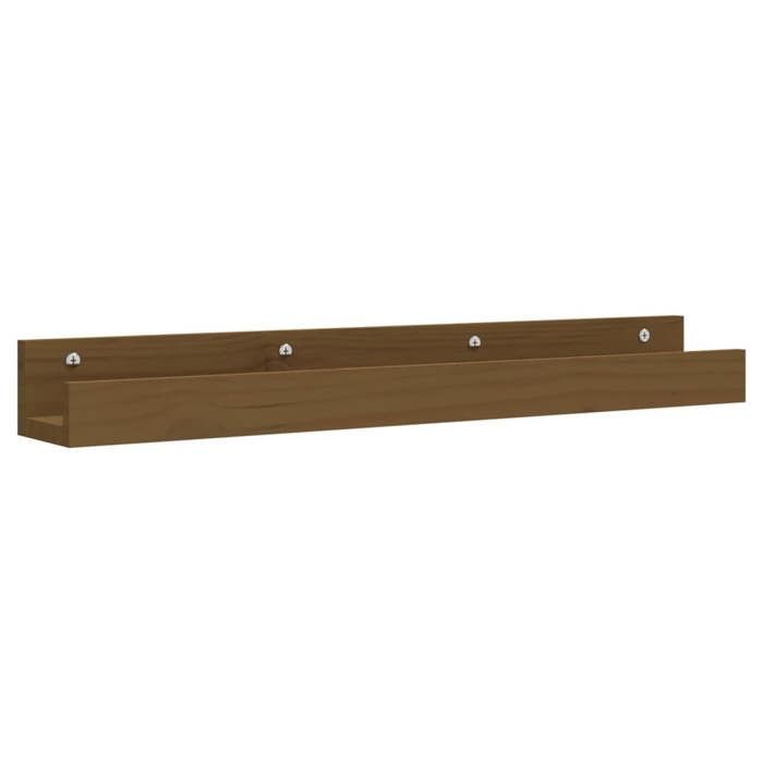 Meuble Étagère - Brun - Étagères murales - (2 pcs) - Marron miel 80x12x9cm Bois de pin massif B1087